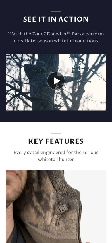 Mobile Parka See It in Action video section and the beginning of Key Features