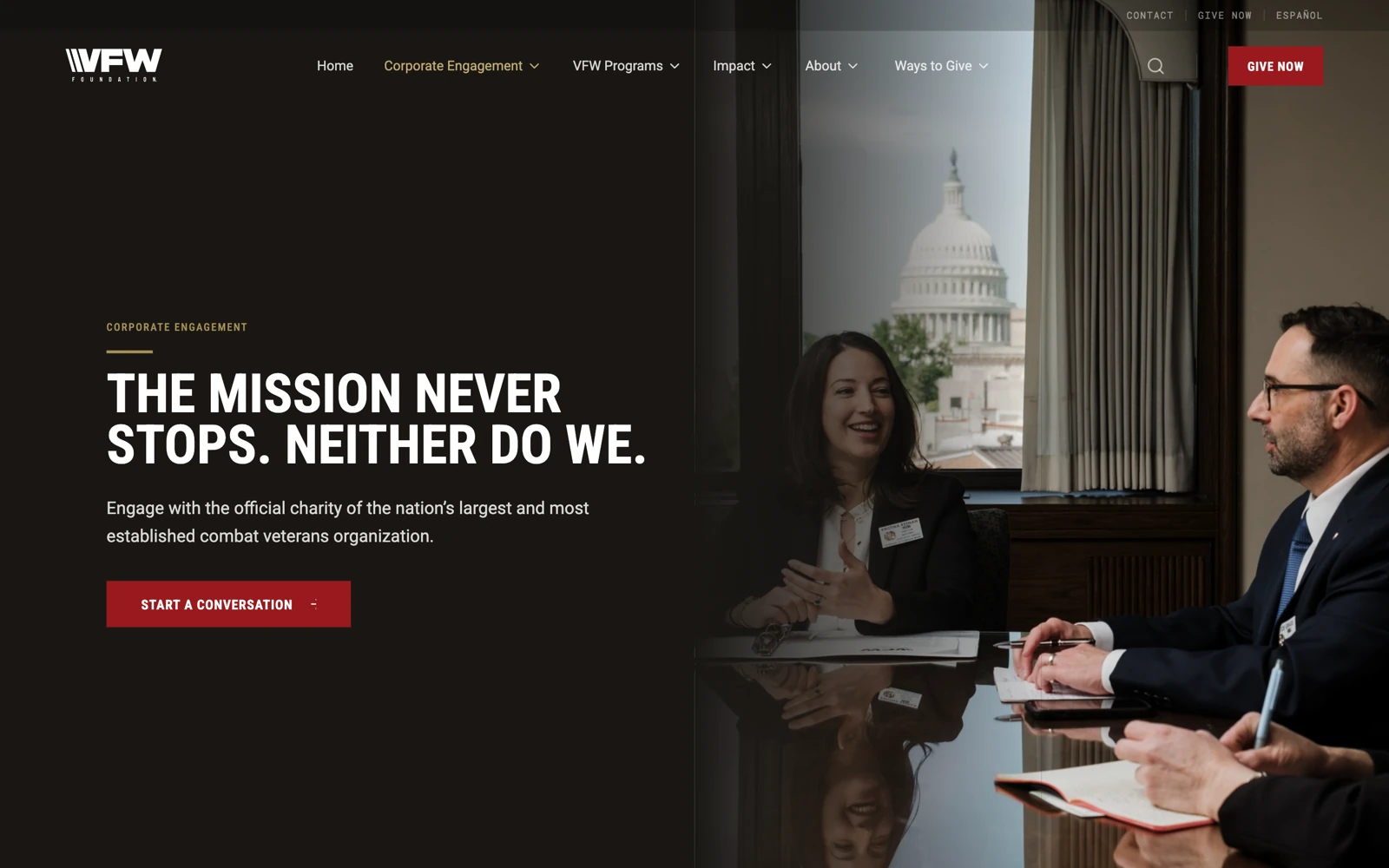 VFW Foundation Corporate Engagement website