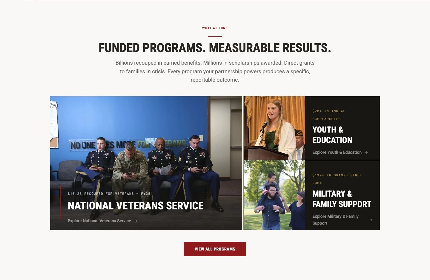 VFW Foundation What We Fund desktop section