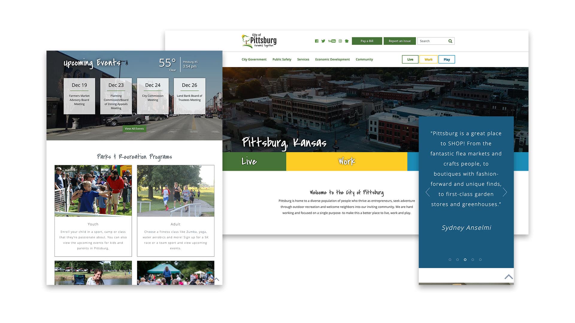 Website by LimeLight Marketing for City of Pittsburg