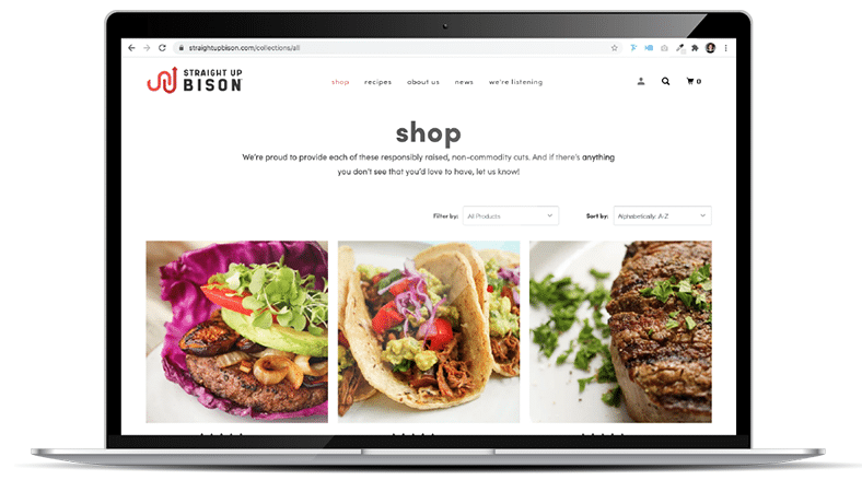 LimeLight Marketing Featured Work for Straight Up Bison Ecommerce Website