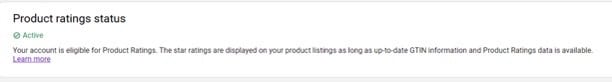 Product Ratings Status