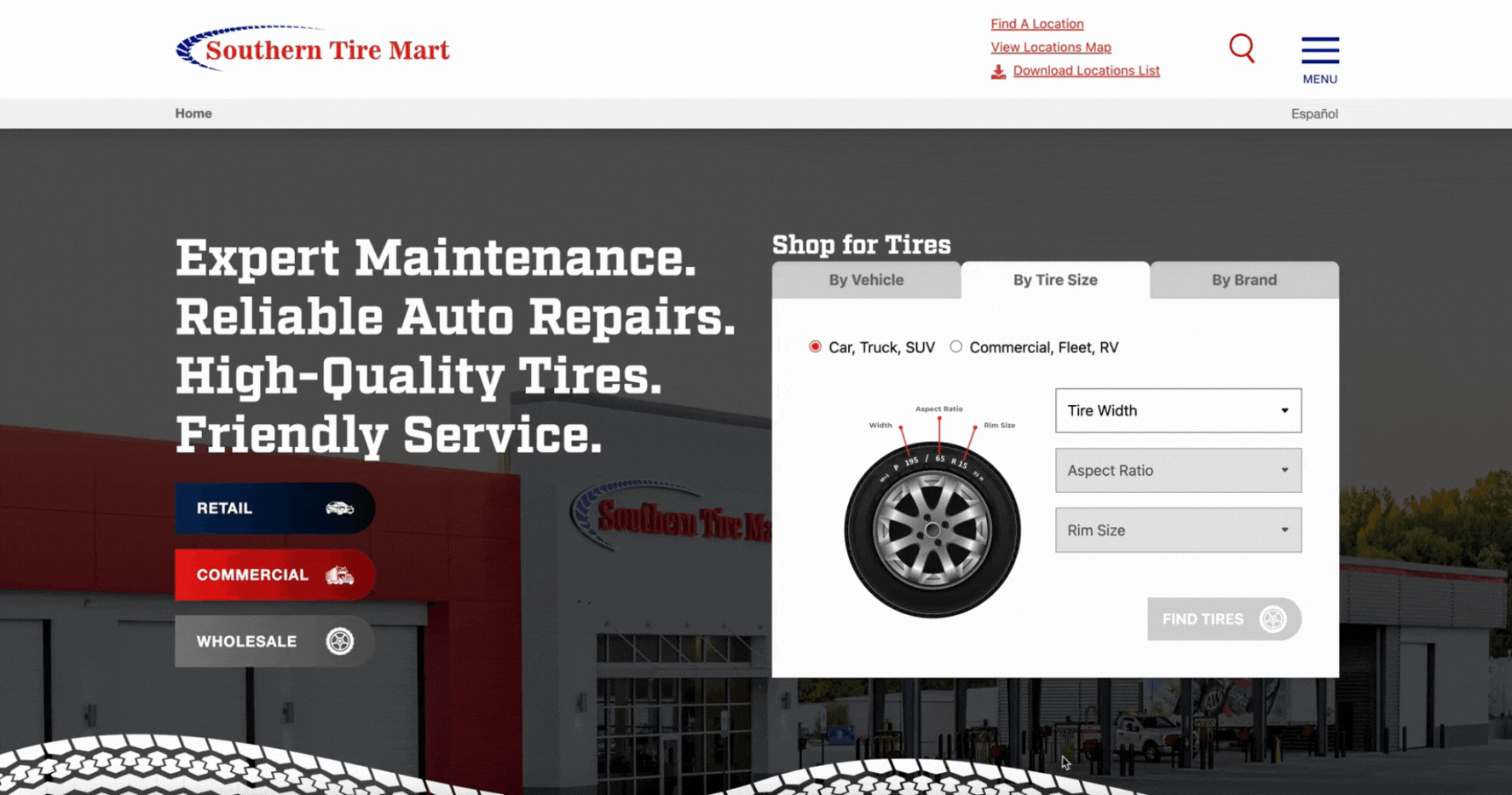 redesigned tire lookup feature