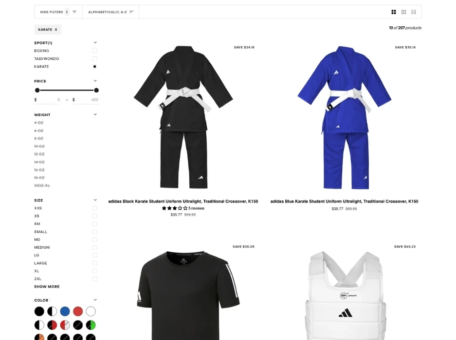A collection page on desktop with the filters and banner system in use